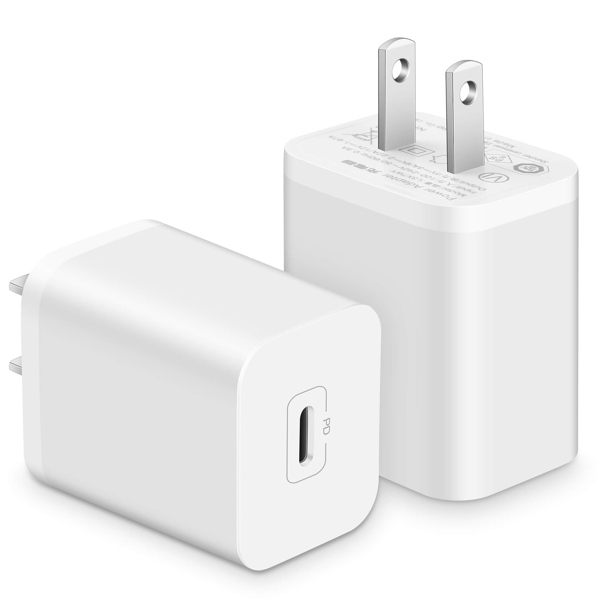 MatauMahi 20W USB C Charger [2pcs], Type-C fast charger with PD, AC adapter for fast charging, Type-C outlet, Compatible with iPhone , Galaxy, Xperia and other smartphones, iPad, MagSafe, Switch, etc.